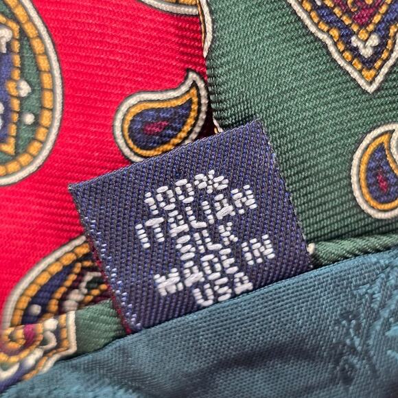 Tommy Hilfiger Red Green Floral Paisley Executive Italian Silk Neck Tie - Picture 5 of 6